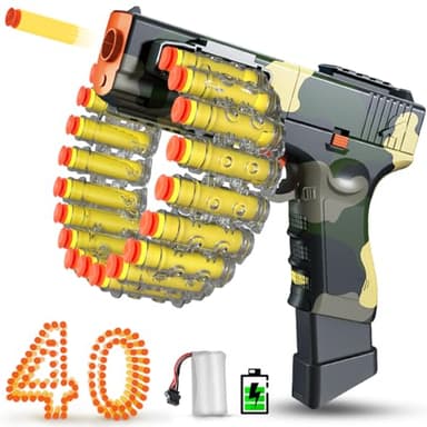 VATOS Electric Foam Blaster Toy for kids, with Chain Magazine(18-Darts Clip), Automatic & Manual IN 1 Foam Blasters Toy with 40 Darts, Shooting Games Toys Gift for 6-12 Year Old Boys Girls