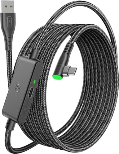 INIU Link Cable 5m with Separate Charging Port, VR Cable for Meta Oculus Quest 3s Quest 3 2 1 Quest Pro, Pico 4, PC VR Headset Steam VR Accesorios, High Speed USB 3.0 Data Transfer USB C Cable
