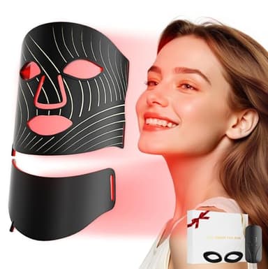 ONLUKY Red Light Therapy Face Mask - LED Light Therapy with Neck Device, 103 3 - in - 1 Beads, Rechargeable & Remote - controlled, Timing Function, Ideal for Home, Work, Travel, Yoga & Sleep