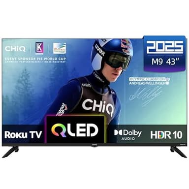 CHiQ U43QM9K 43 inch 4K Smart QLED Roku TV, 4K UHD, HDR10 HLG, Dolby Audio, Works with Alexa, DVB-T/T2, Support Apple Air-Play, Google Assistant, Prime Video, HDMI2.1, USB2.0