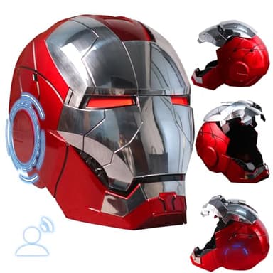 Iron-Man Electronic Mark 5 Helmet - Voice Controlled, LED Eyes, Wearable Super Hero Prop for Christmas & Halloween