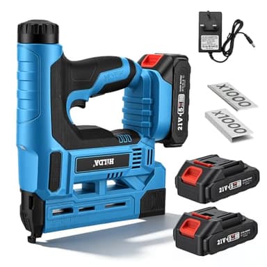Cordless Brad Nailer, 2 in 1 Cordless Nail Gun & Electric Stapler with 2.0Ah Battery and Charger,1000pcs Nails and 1000pcs Staples, 18 Gauge Nail Gun Battery Powered for Home Improvement & Woodworking