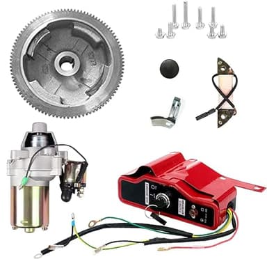 Carkio Electric Start Conversion Kit Compatible with Honda GX340 GX390 11HP 13HP Starter Motor Flywheel Key Switch Coil Ignition Fan Cover Fit