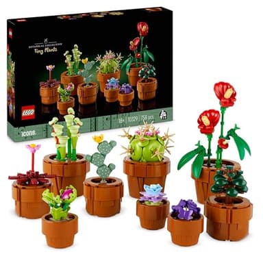 LEGO Botanicals Tiny Plants - 9 Potted Artificial Flowers Set for Indoors incl. Faux Cactuses & Red Anthurium - House Warming Gifts & Home Decor - 10329