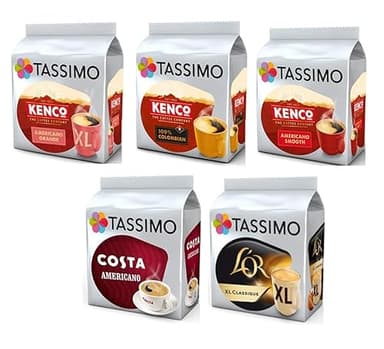 Tassimo Costa Americano/Kenco Americano Grande XL/L'Or XL Classique Coffee Pods - 5 Packs (80 Drinks)