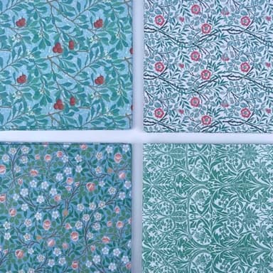 William Morris 100% Cotton Percale 4 Pack Designer Fat Quarter Bundle FQ Fabric Packs Quilting Patchwork Craft Sewing Material | 19" x 20" (50cm x 52cm) (Bundle 4)