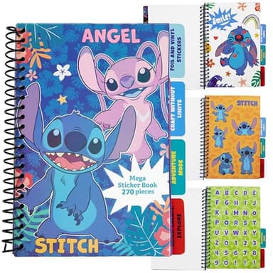 Disney Stitch Sticker Book for Kids Teens with 28 Sticker Sheets, 200+ Stickers for Scrapbooking Art Activity Set, Stitch Gifts