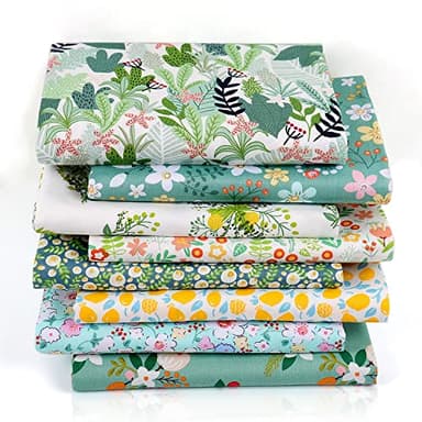 KESTAR 8 Pcs 20" x 20" Fabric, 100% Cotton Fat Quarters Fabric Bundles, Floral Pattern Quilting Cotton Fabric Squares Bundles for Patchwork Sewing Quilting DIY Craft