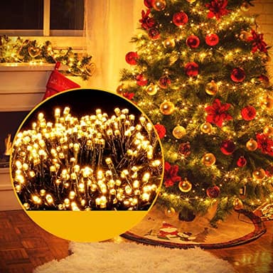 Ulinek 2000 LED Christmas Fairy String Lights Outdoor, 50M Warm White Christmas Light Decoration Plug in Ambiance Lighting IP44 8 Modes Cluster Lights for Xmas Tree Garden Patio Balcony Bedroom