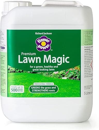 Flower Power Lawn Magic Premium Lawn Feed 5L, Double Action Formula for Greener Grass and Stronger Roots