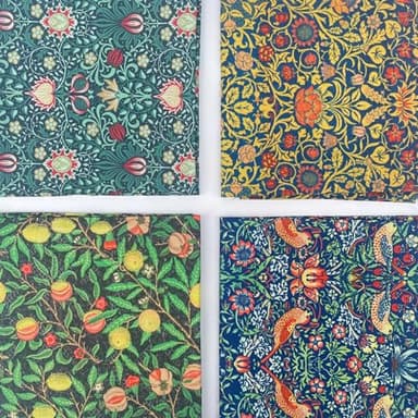 William Morris 100% Cotton Percale 4 Pack Designer Fat Quarter Bundle FQ Fabric Packs Quilting Patchwork Craft Sewing Material | 19" x 20" (50cm x 52cm) (Bundle 1)