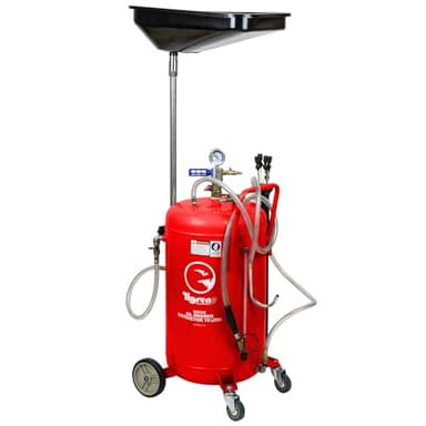 TIGREN Workshop Heavy Duty Suction Oil Drainer for Car Engines, Gearboxes with Adjustable Height Oil Drain Pan and Reservoir Tank for Engine Oil and Gearbox Oil and Other Fluids (70 Litre - Suction)