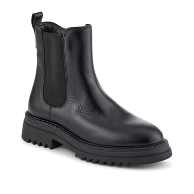 Pavers Chunky Leather Chelsea Boots - Black Size 6