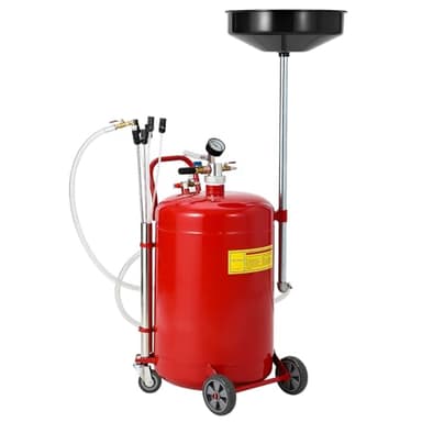 Garvee Suction Oil Draine, 75L Portable Oil Drain Tank with Wheels, Air Operated Waste Oil Drainer with Tool Tray, 96-159cm Adjustable Height, Mobile Oil Drain Container for Garage Workshop Oil Change