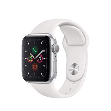 Apple Watch Series 5 (GPS, 40mm) Silver Aluminium Case with White Sport Band (satellite) (Renewed)