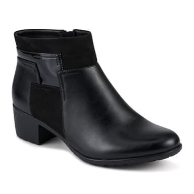 Pavers Block Heel Ankle Boots With Inside Zip - Black Size 4