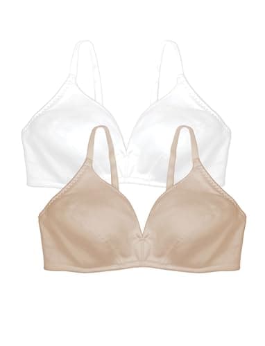 Bestform Women's 5006255 Cotton Wireless Bra with Lightly Lined Cups, White|Nude, 36C