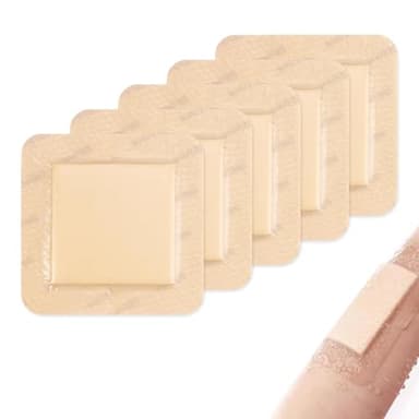 5 PCS Silicone Foam Dressing, 7.5 X 7.5 cm, Waterproof Dressings for Wounds, Gentle Border Comfort, Silicone Dressings for Wounds, Ideal for Various Wounds and Injuries