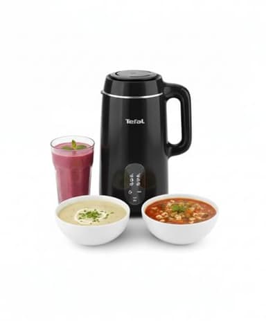 Tefal MultiSoup Soup Maker, 6 Auto Programs, 1L Capacity, Smooth Soups, Chunky Soups, Smoothies, Hot recipes, 4 People, Auto Cleaning Function, Cleaning Brush, Measuring Cup, Glossy black, BL5628G0