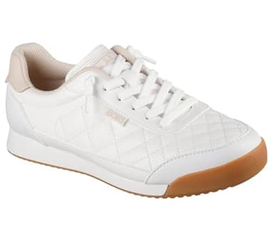 Skechers Women's Bobs Billie Wild Comfort Sneaker, White Pu, 4.5 UK