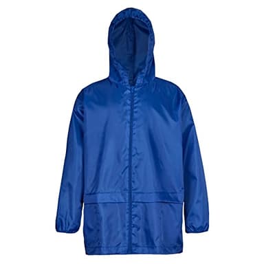 Style It Up Unisex Kids Boy Girl Waterproof Plain Raincoat Kagouls Jacket Hooded Cagoul Mac (ROYAL - 30, 9-10 Years)