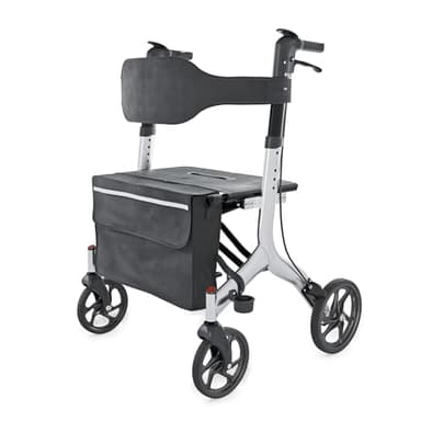 Weinberger XXL Rollator Walker with Seat | Bariatric Mobility Walker | Height Adjustable 91|101cm | 200kg Max Load | Heavy Duty Folding Zimmer Frame with Bag and Brakes