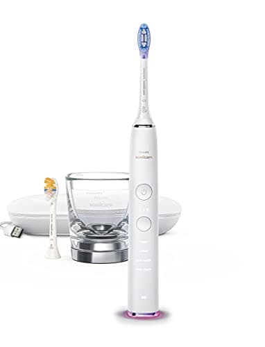 Philips Sonicare DiamondClean Smart 9400 Electric Toothbrush, Sonic Toothbrush with App, Pressure Sensor, Brush Head Detection, 4 Cleaning Modes and 3 Intensity Levels, White, Model HX9917/88