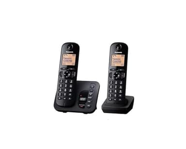 Panasonic KX-TGC222EB DECT Cordless Phone with Answering Machine, 1.6 inch Easy-to-Read Backlit Display, Nuisance Call Blocker, Hands-Free Speakerphone, ECO Mode, Twin Handset Pack, Black