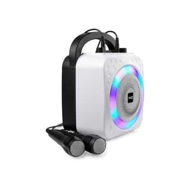 RockJam 10-Watt Rechargeable Bluetooth Karaoke Machine with Two Mics, Lightshow & Voice Effects