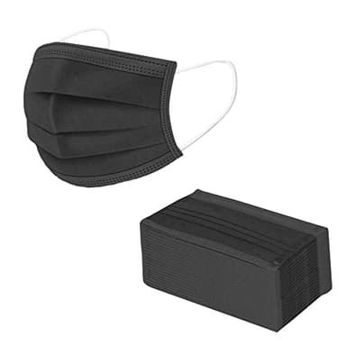 ONE BEST DEAL 100 x Black Disposable Face Masks | 3-Layer Breathable Face Mask with Extra Strong Elastic Ear loops | Flexible & Comfortable | Face Mask for Men & Women