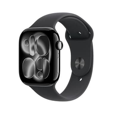 Apple Watch Series 11 GPS 46mm Smartwatch with Jet Black Aluminium Case with Black Sport Band M/L. Sleep Score, Fitness Tracker, Health Monitoring, Always-On Display, Water Resistant