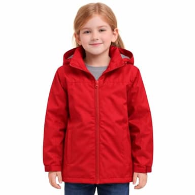 Blu Apparel Kids Waterproof Jacket Childrens Rain Coat ideal for School Coat, Walking Windproof Jacket, Childrens Rain Jacket (UK, Age, 11 Years, 12 Years, Regular, Red Fleece Lined)