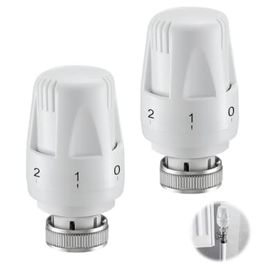 2 PCS Thermostatic Radiator Valve Head, M30 x 1.5 TRV Replacement Head with 5 Setting Auto Temperature Control, Universal Thermostat Heating Valve for Home/Office/Bedroom, Easy Install Energy Saving