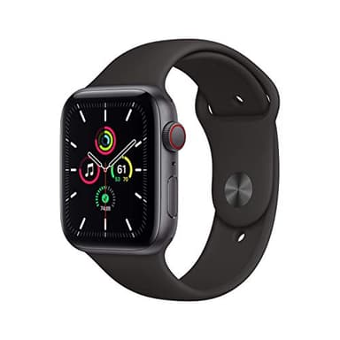 Apple Watch SE 2020 (GPS + Cellular, 44MM) Space Grey Aluminium Case with Black Sport Band (Renewed)