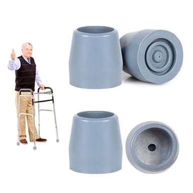 9mm Heavy Duty Rubber Ferrules for Walkers, Zimmer Frames Commodes Shower Chairs and Walking Sticks Non-Slip Replacement Tips Tool-Free Installation Rubber Stoppers Caps (Grey, Pack of 4)