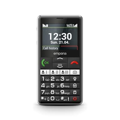 emporiaPURE-LTE, 4G Mobile Phone for Seniors, Button Phone without Subscription, Mobile Phone with Emergency Call Button, Black