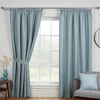 Sundour Eclipse Blackout Pencil Pleat Curtains Duck Egg Blue 90x54 Fully Lined Curtain Pair