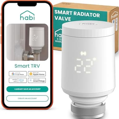 Habi Smart Radiator Thermostat Valve - Digital Thermostatic Radiator Valve With Alexa, Google, Apple. App Controlled Wi-Fi TRV With Clear LED Display. Pairs With Habi Smart Thermostat Home Kit