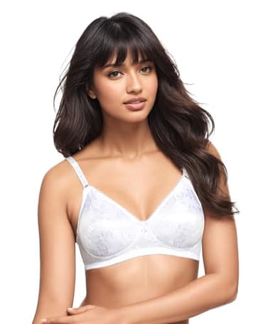 Bestform Women's 5006222 Floral Jacquard Wireless Soft Cup Bra, Opaque, White, 38D
