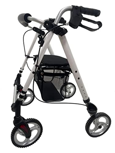 Lightweight Alloy Rollator Folding Mobility Walker with Bag & Seat Zimmer Frame - 9288