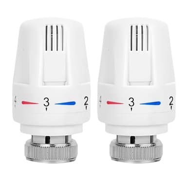 2 PCS Radiator Thermostat Valve M30 x 1.5 TRV Smart Thermostatic Radiator Valves Heating System Replacement Head Automatical Temperature Control Heads Adapter for Home Office (White)