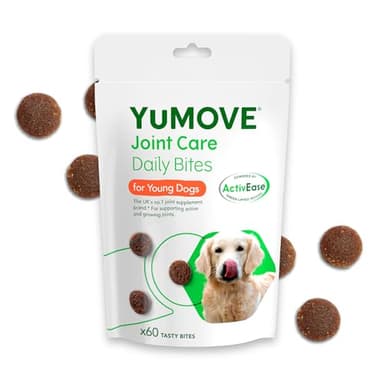 YuMOVE Joint Supplement for Dogs, Daily Bites for Joint Care, Essential Dog Hip and Joint Aid for Active and Growing Dogs Aged up to 5 Years, 60 Chews
