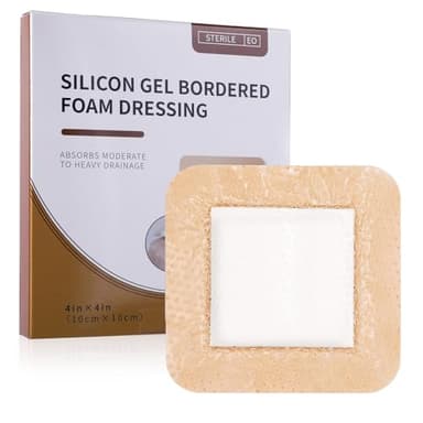 Silicone Foam Dressing with Border 10x10 cm Adhesive Waterproof Silicone Wound Bandage 5 Pcs