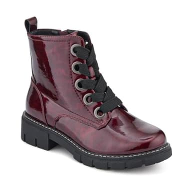 Wide-Fit Chunky Ankle Boots - Burgundy Patent Size 6