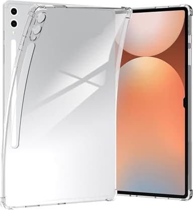 World biz Clear Case for Samsung Galaxy Tab S10 Ultra 2024/ S9 Ultra 2023 14.6 Inch Tablet Case, Flexible Transparent Soft Bumper TPU Reinforced Corner, Shockproof Cover S10 Ultra