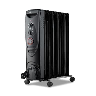 PureMate Oil Filled Radiator, 2500W/2.5KW - 11 Fin - Portable Electric Heater, 3 Power Settings, Adjustable Temperature and Thermostat, Thermal Safety Cut off & 24 Hour Timer