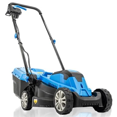 Hyundai 1300W Electric Lawn Mower – Lightweight 33cm Corded Lawnmower with 30L Grass Bag, Foldable Handle & 3 Cutting Heights – Ideal for Small Gardens