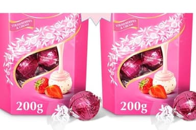 Lindors strawberries and cream chocolate truffles 2 x 200g box approx 32 balls