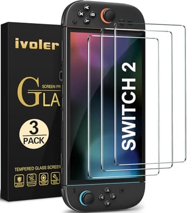 ivoler 3 Pack Screen Protector Compatible with Nintendo Switch 2 Model 2025 with Tempered Glass Protection Film - without air bubbles -Ultra Resistant Hardness 9H