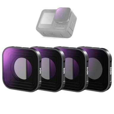 NEEWER ND Filter Compatible with GoPro Hero 13 12 11 10 9 Black, 4 Pack ND4 ND8 ND16 ND32 Neutral Density Lens Filter Kit HD Multicoated Slim Action Camera Accessory, FL-GP9